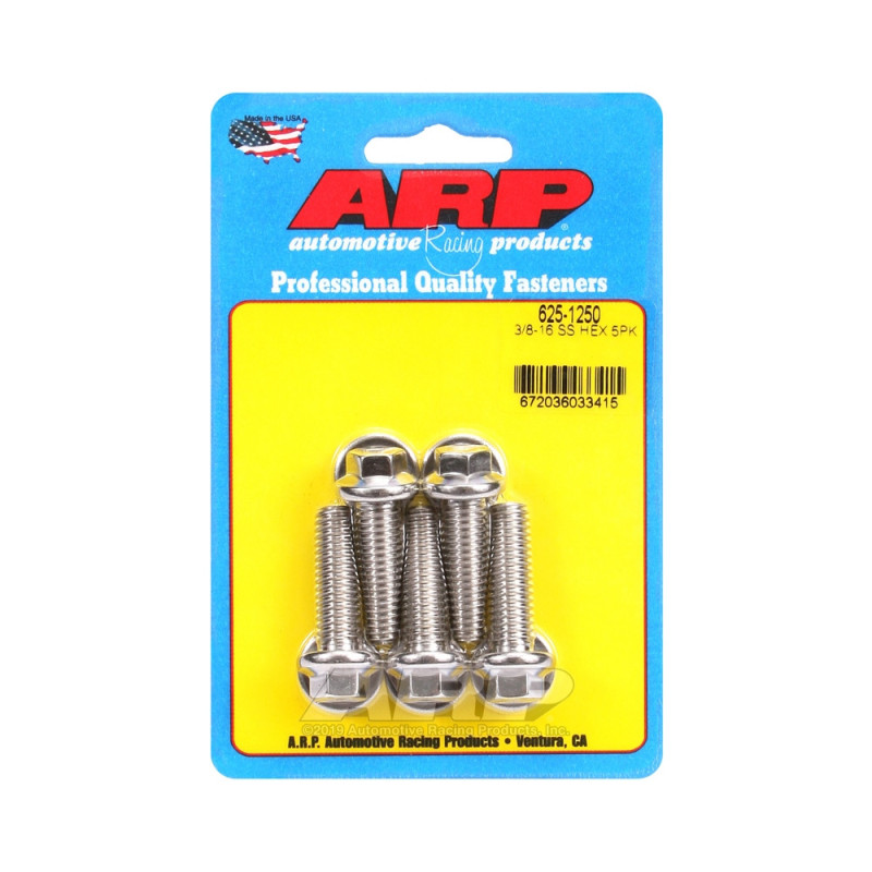 Șuruburi și piulițe universale ARP cu cap STD 3/8-16 – Oțel inoxidabil, cap hexagonal, x5 - ARP-625-1250 - 625-1250 - 3666618192567